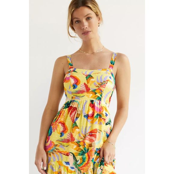 Anthropologie x Farm Rio Textured Tropical Maxi Dress Size XS - Picture 4 of 12
